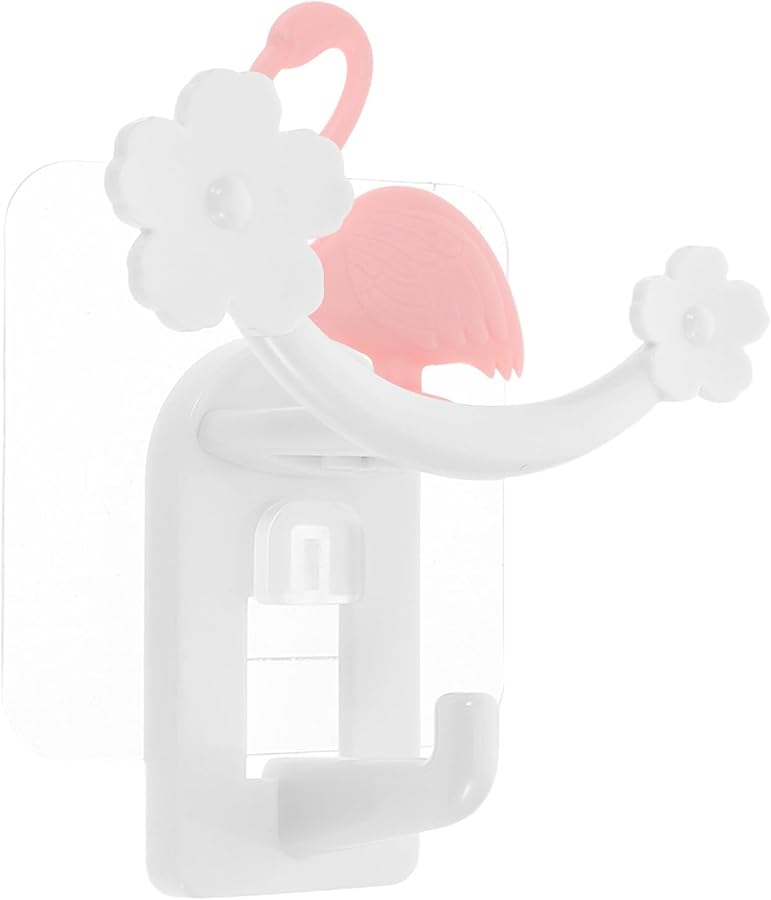 Pink White Flamingo Self Adhesive Wall Hook For Bathroom Kitchen Organization - Image 1